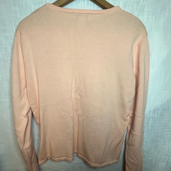 Carribean Joe Orange peach Argyle v-neck Sweater sz L Y2K, academia, preppy - Picture 5 of 5